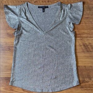 White House Black Market Metallic V-Neck Blouse